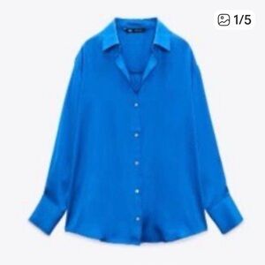 Vibrant Blue Button-Up Shirt